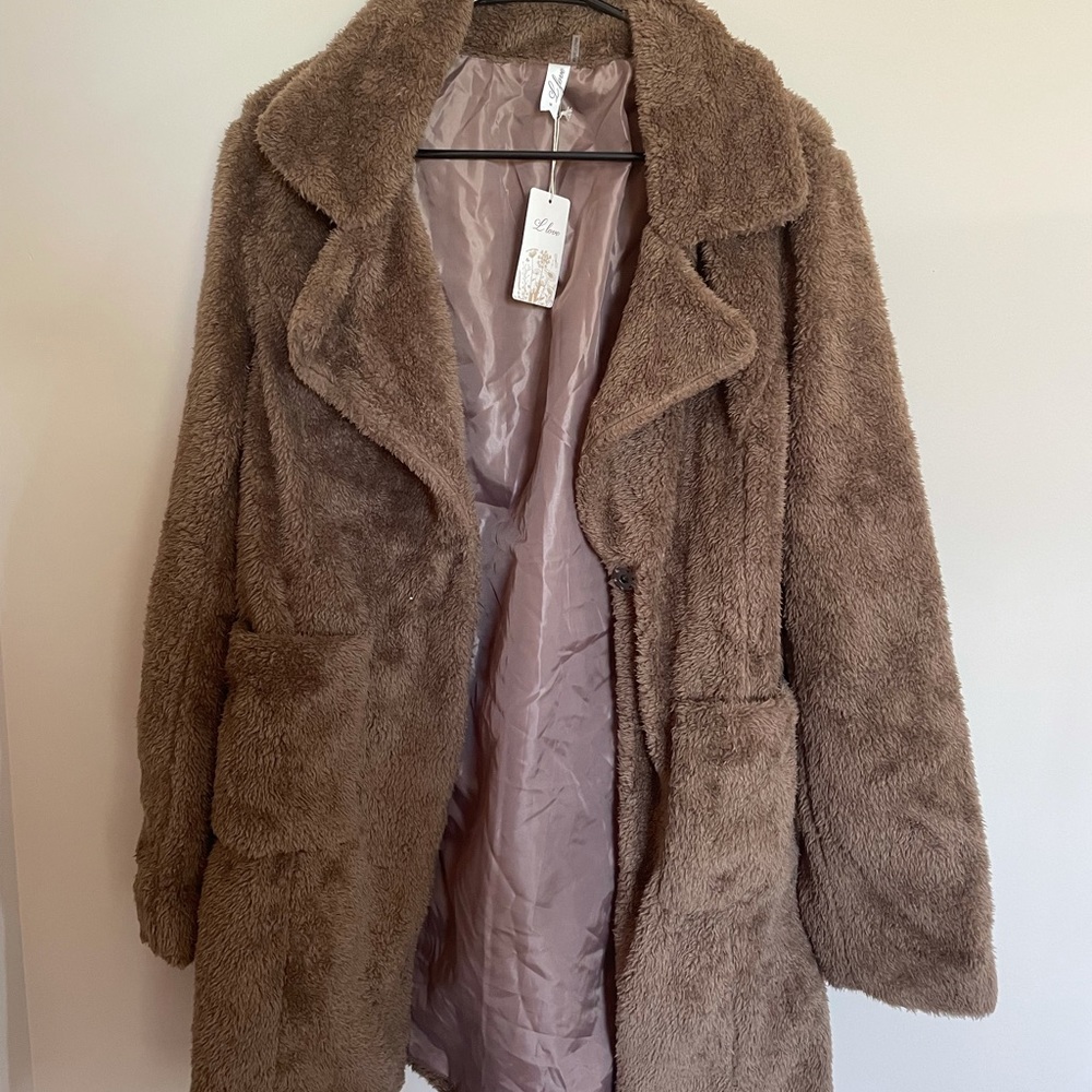 Brown Fuzzy Teddy Coat